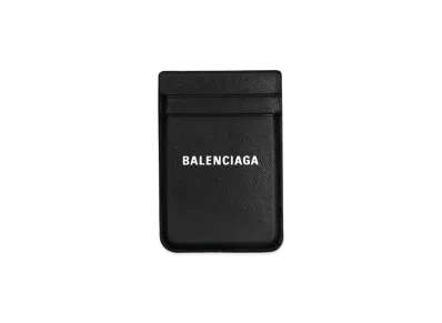 BALENCIAGA Cash Magnet Card Holder Grained Calfskin "Black/White"