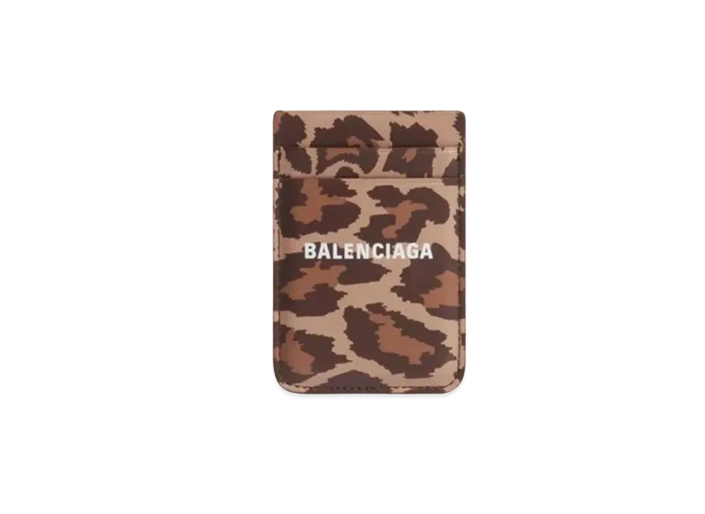 BALENCIAGA Cash Magnet Card Holder Leopard Print "Beige"