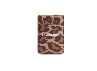 BALENCIAGA Cash Magnet Card Holder Leopard Print "Beige"
