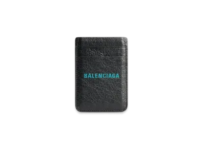 BALENCIAGA Cash Magnetic Card Holder "Black"