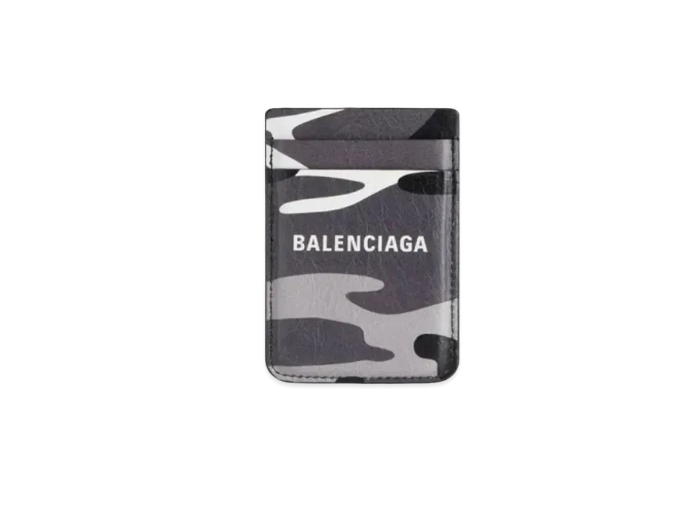 BALENCIAGA Cash Magnet Card Holder Camouflage Print "Gray"