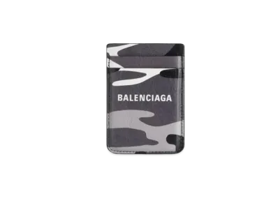 BALENCIAGA Cash Magnet Card Holder Camouflage Print "Gray"