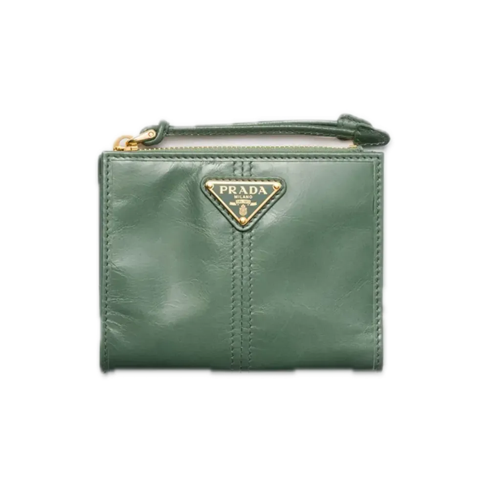 PRADA Soft Lux Leather Wallet "Salvia Green"
