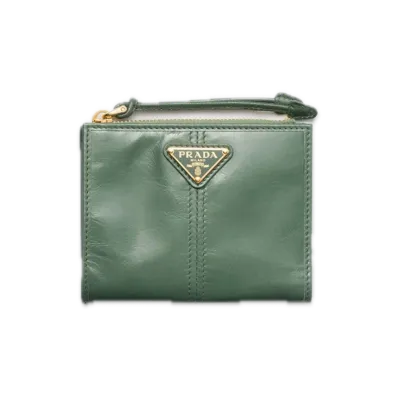 PRADA Soft Lux Leather Wallet "Salvia Green"