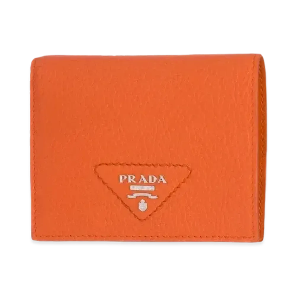 PRADA Vitello Dino Leather Wallet "Papaya"