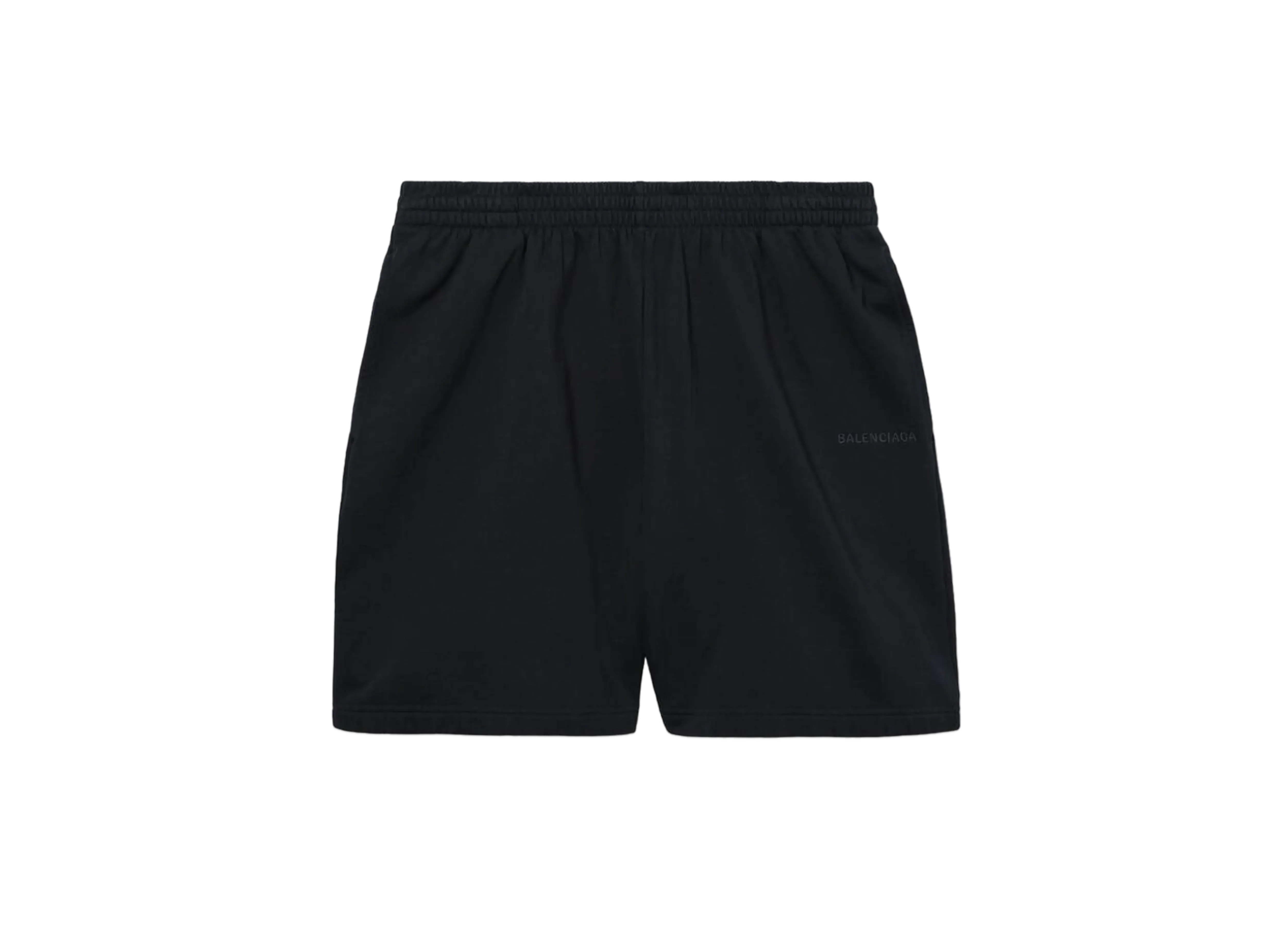 BALENCIAGA I Love Paris & BALENCIAGA Sweat Shorts in Faded Washed Curly Fleece "Black"