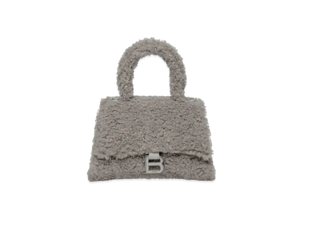 BALENCIAGA Furry Hourglass Small Handbag "Grey"