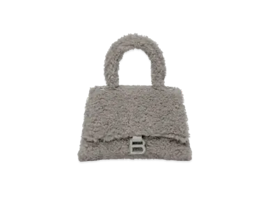 BALENCIAGA Furry Hourglass Small Handbag "Grey"