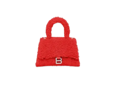 BALENCIAGA Furry Hourglass Small Handbag "Red"