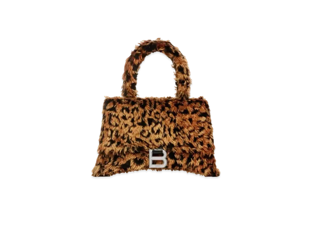 BALENCIAGA Hourglass Leopard Print Small Strap Handbag