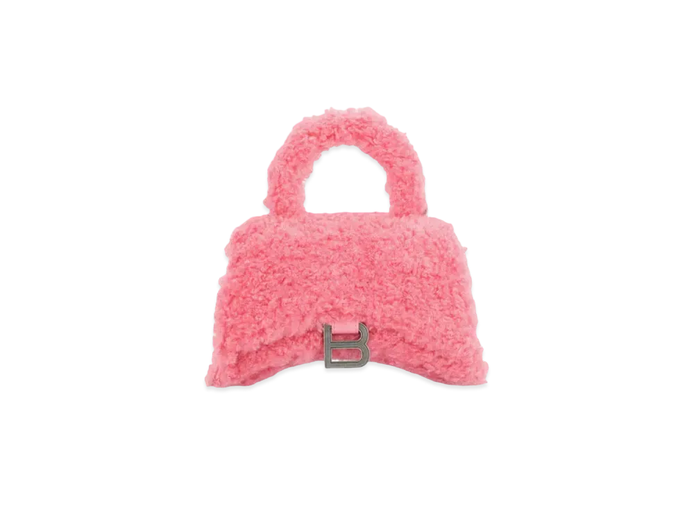 BALENCIAGA FURRY HOURGLASS Plus Small Shoulder Strap Bag "Pink"
