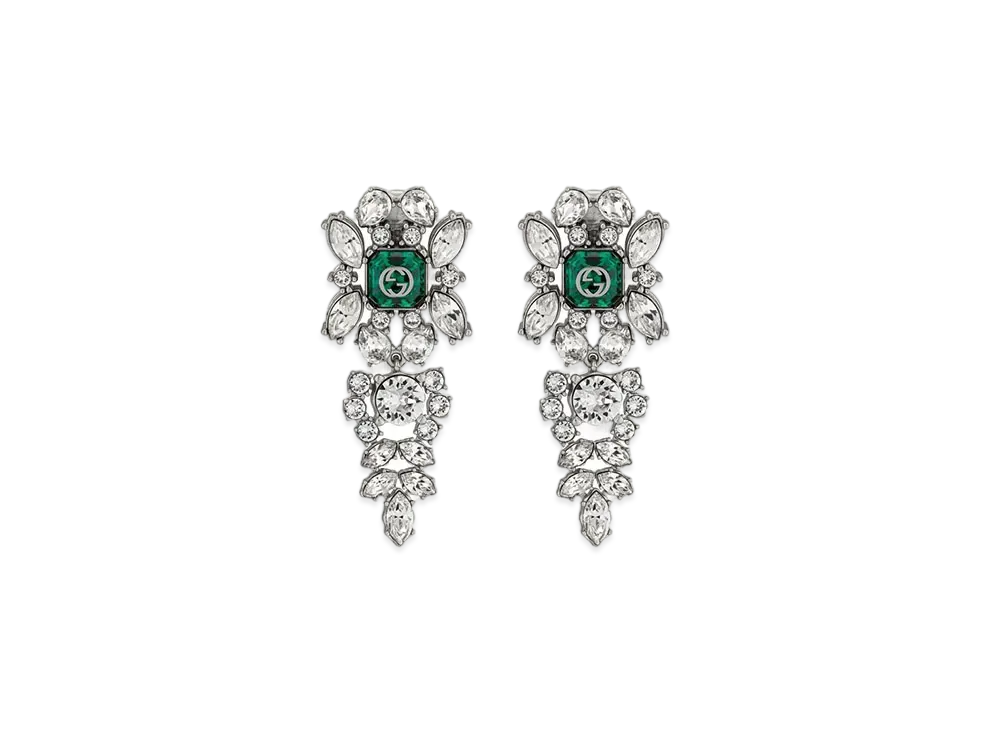 GUCCI Interlocking G Crystal Earrings