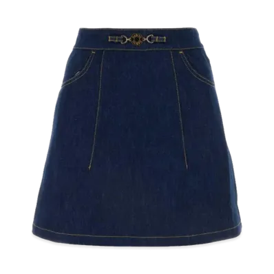 PATOU Women's Logo Buttoned Denim Skirt "Blue"