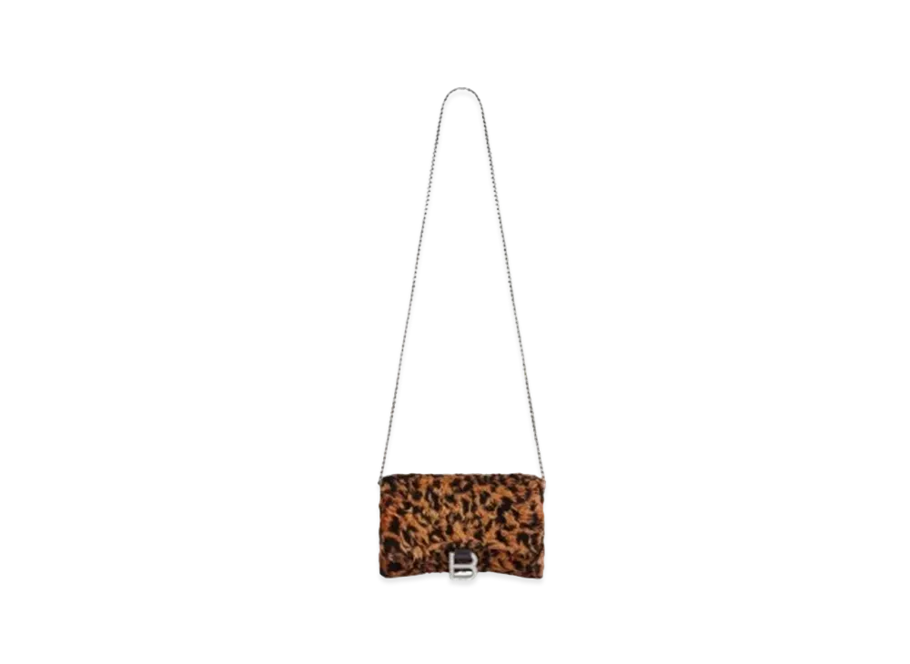 BALENCIAGA Hourglass Chain Wallet Leopard Print "Beige"