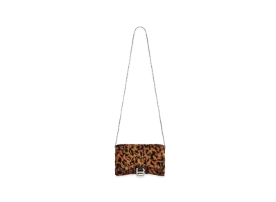 BALENCIAGA Hourglass Chain Wallet Leopard Print "Beige"