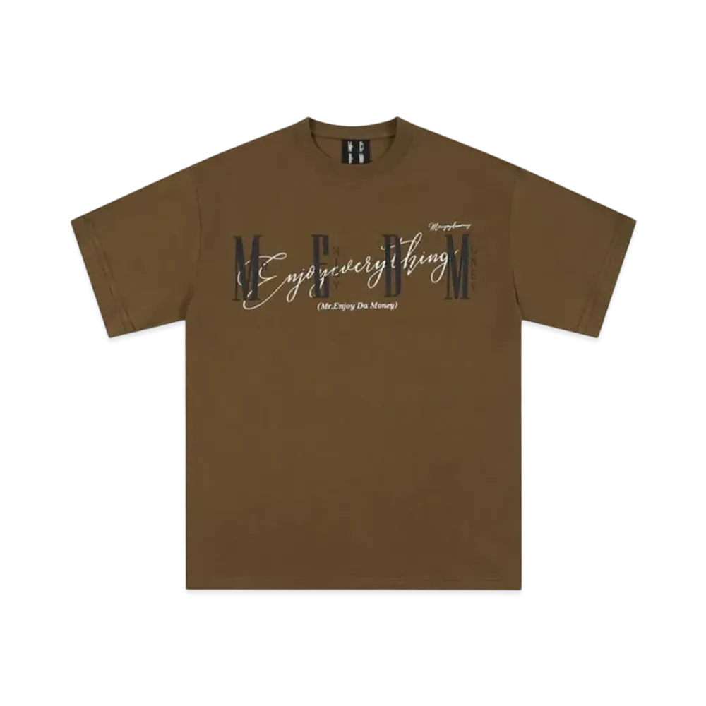 MR. ENJOY DA MONEY Horizontal Logo Handwritten Short Sleeve "Brown"