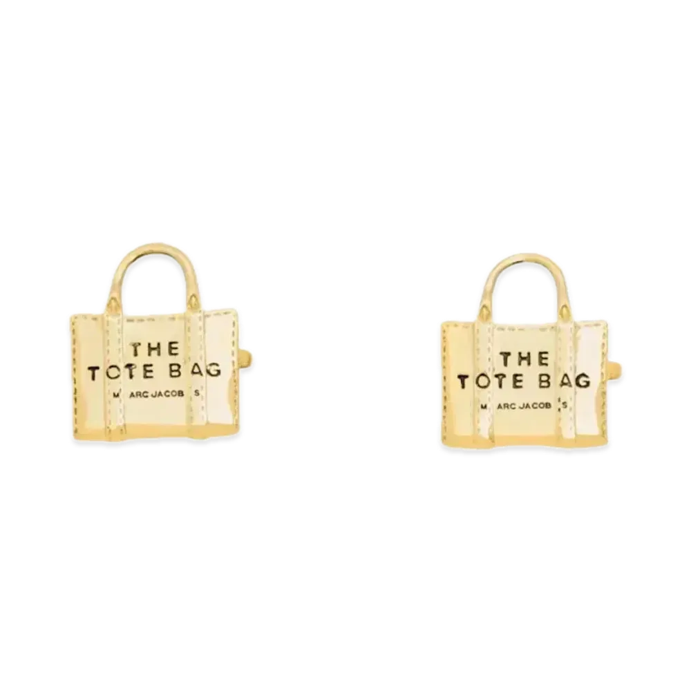 Marc Jacobs The Tote Bag Stud Earrings "Light Antique Gold"