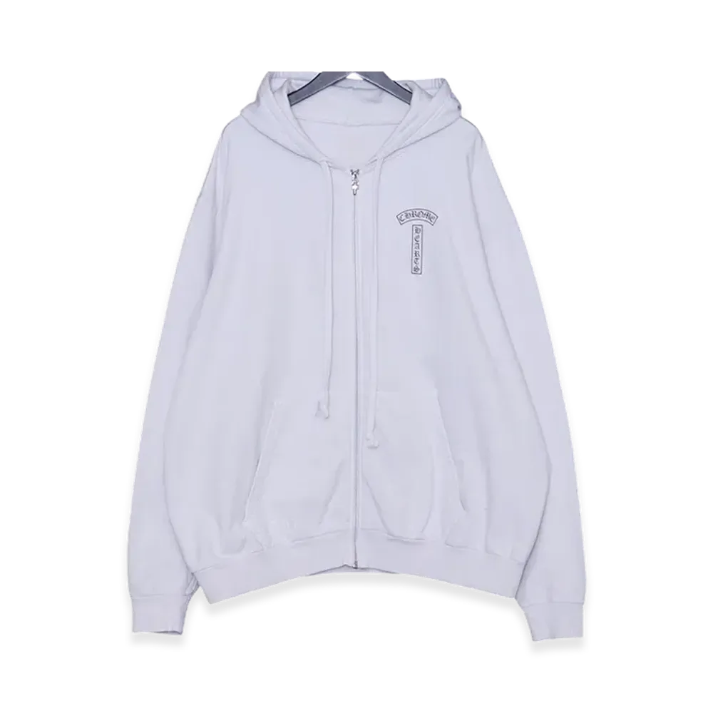 Chrome Hearts Arch Logo Zip Up Hoodie "White"