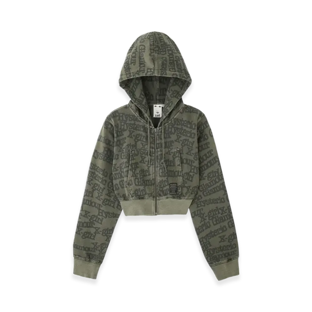 HYSTERIC GLAMOUR x X-Girl Compact Zip Up Sweat Hoodie "Green"