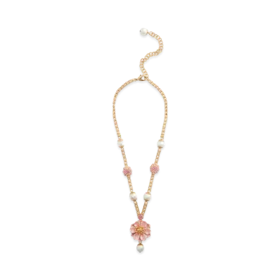 Dolce&Gabbana Necklace Flower Pendant & Resin Pearl "Gold"