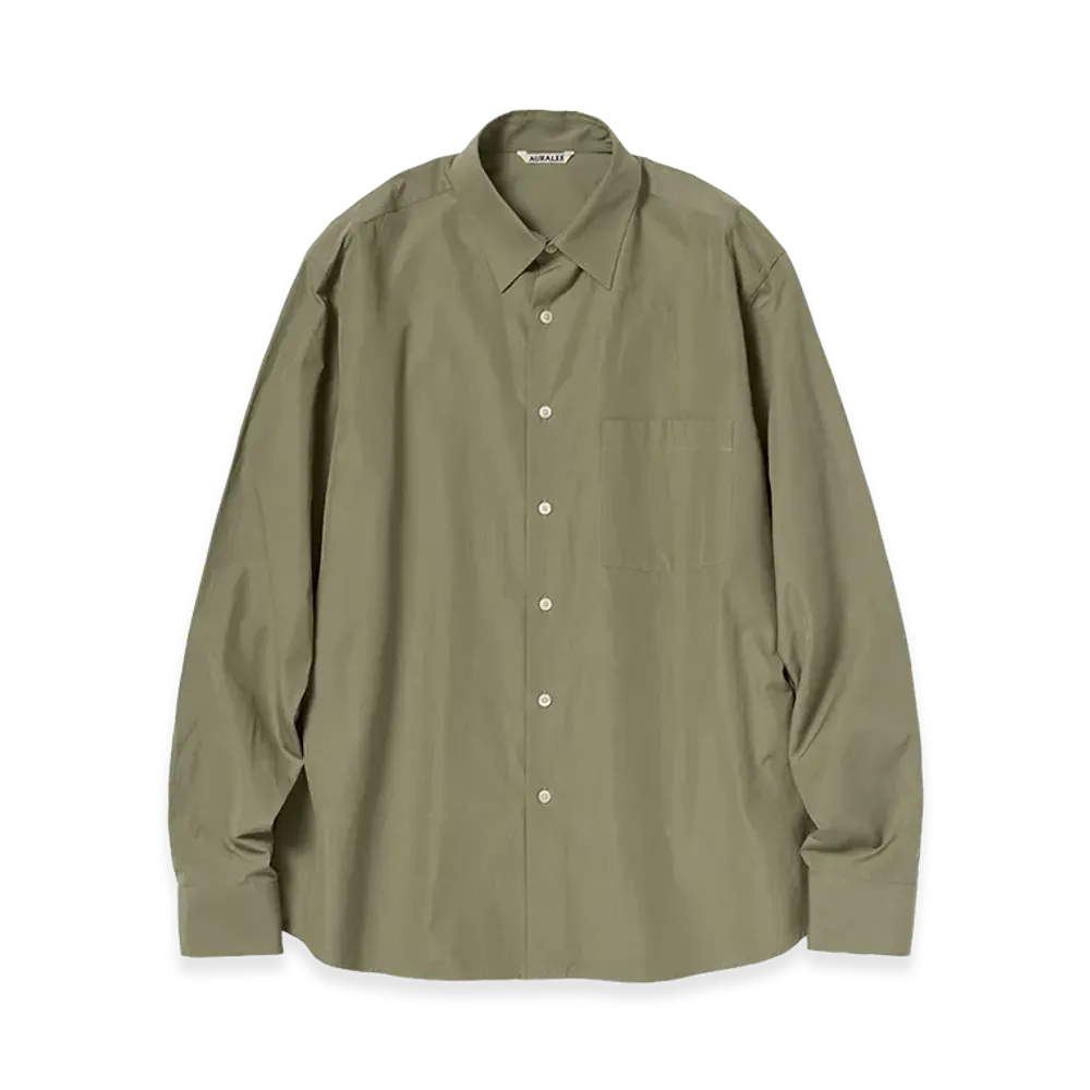 AURALEE Finx Light Weather Chambray Shirt "Olive Brown Chambray"