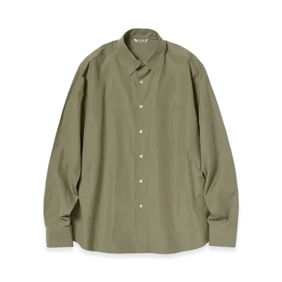 AURALEE Finx Light Weather Chambray Shirt "Olive Brown Chambray"