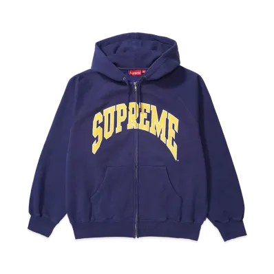 Supreme Cracked Raglan Zip Up Hooded Sweatshirt "Washed Navy"