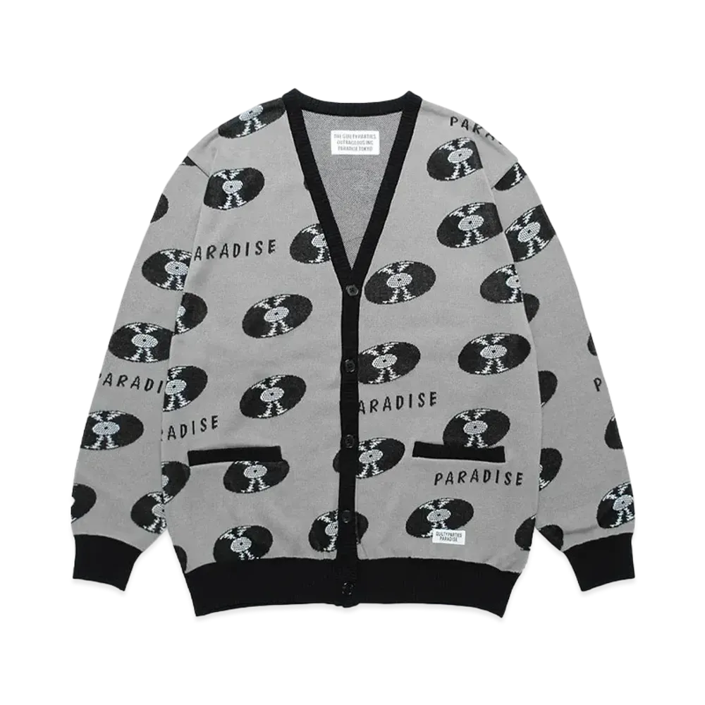 WACKO MARIA Records Jacquard Knit Cardigan "Gray"