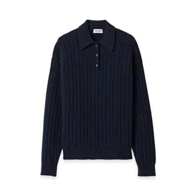 MIU MIU Women's Cashmere Knit Polo Shirt "Blue"