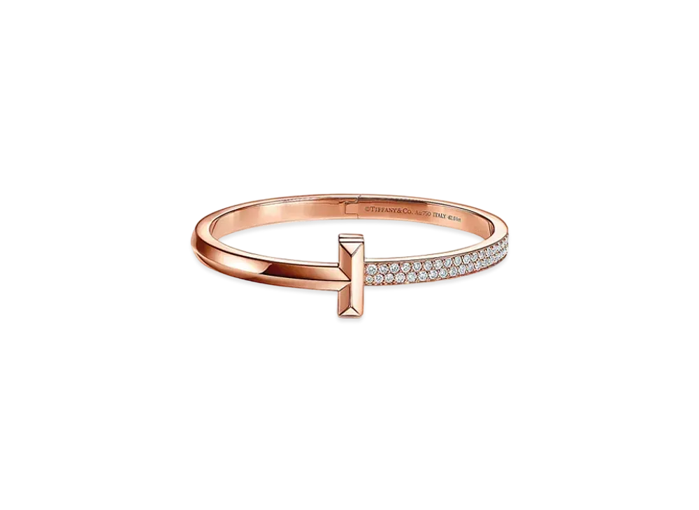Tiffany & Co. Tiffany T T1 Hinged Bangle "Rose Gold/Diamond"