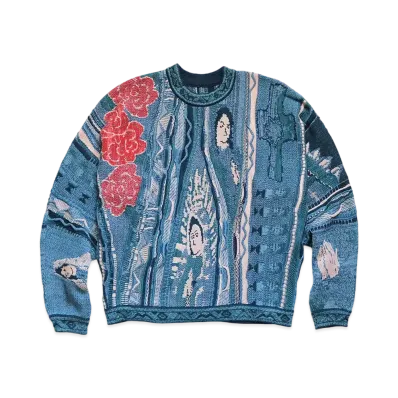 KAPITAL 7G KNIT VIRGIN MARIA GORDY CREW SWEATER "Blue"