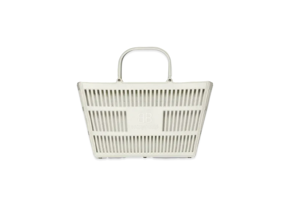 BALENCIAGA Thermoforme Smooth Calfskin Large Basket Bag "White"