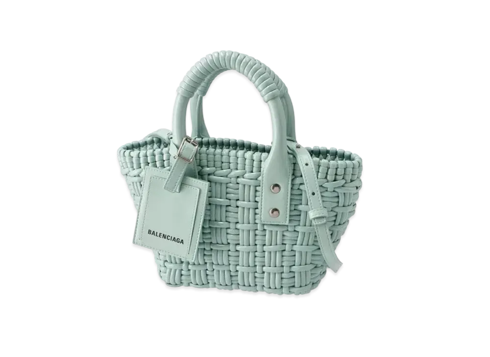 BALENCIAGA Bistro Extra Small Shoulder Strap Basket Bag "Green Acqua"
