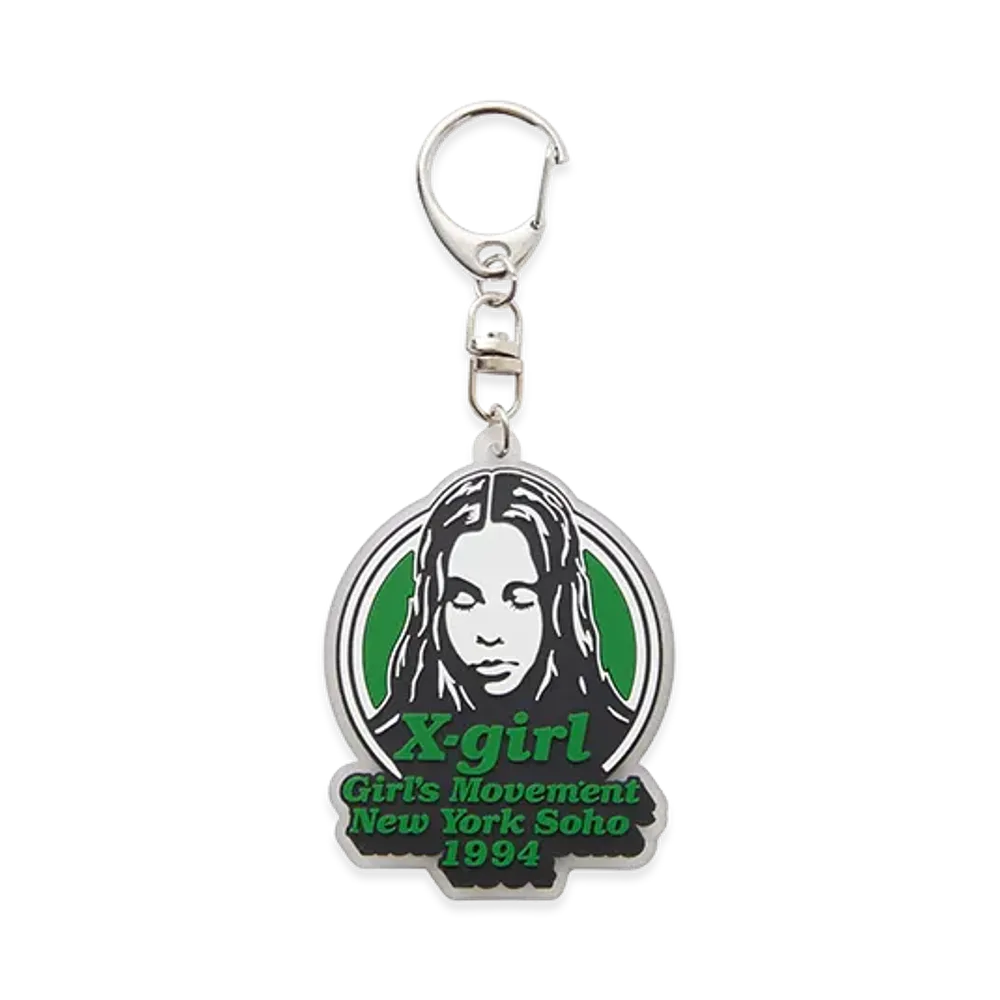 X-Girl Women's Message And Face Rubber Key Charm "Green"