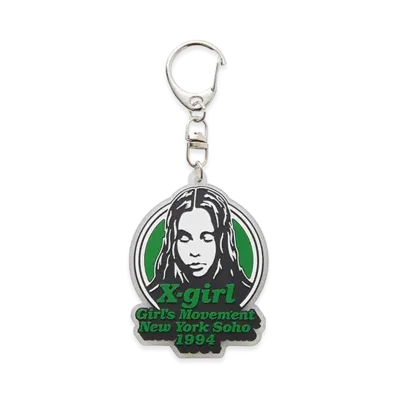 X-Girl Women's Message And Face Rubber Key Charm "Green"