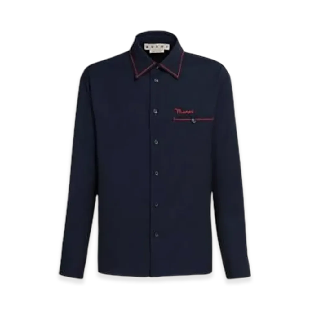 MARNI Embroidered Light Wool Shirt "Black"