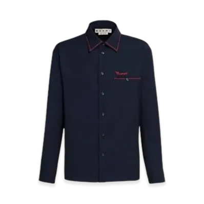 MARNI Embroidered Light Wool Shirt "Black"