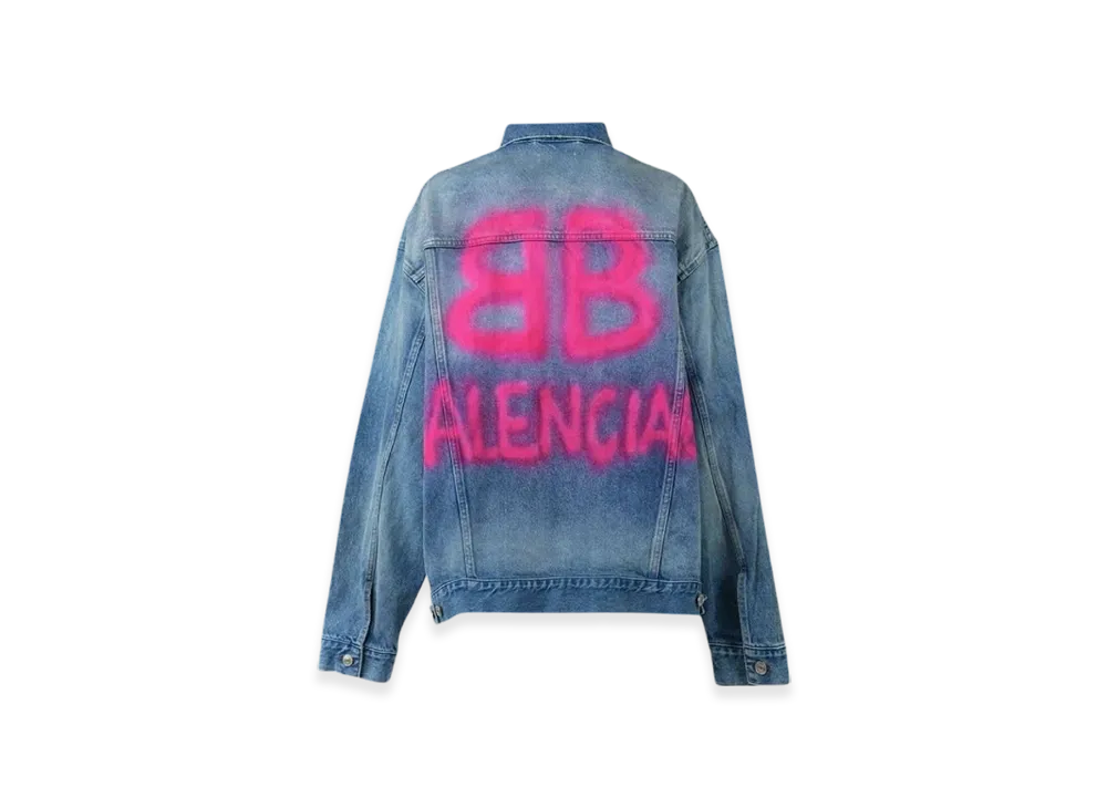 BALENCIAGA Women's Spray Paint Logo Jacket "Denim"