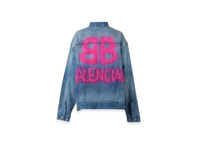BALENCIAGA Women's Spray Paint Logo Jacket "Denim"