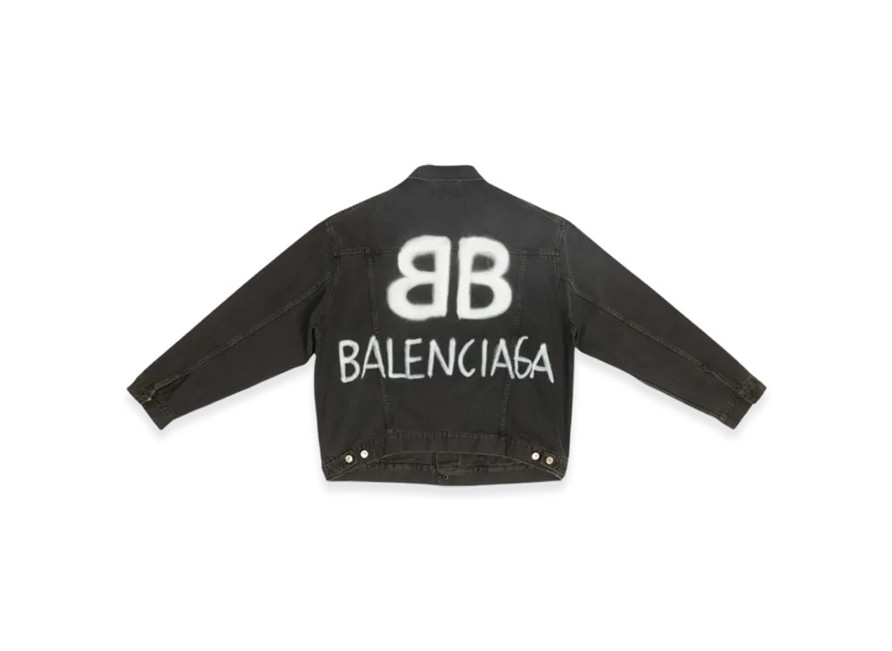 BALENCIAGA Spray Paint Logo Denim Jacket "Black"