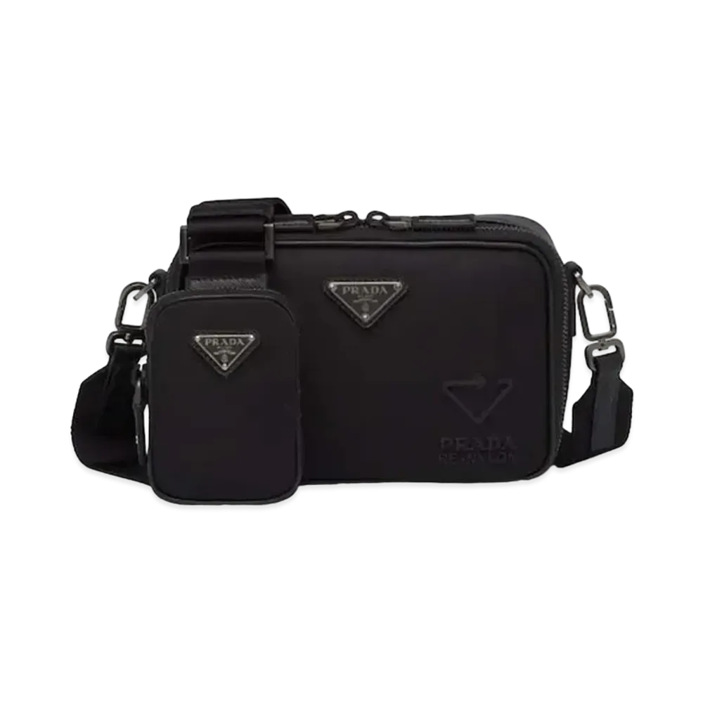 PRADA Brique Re-Nylon And Saffiano Leather Bag "Black"
