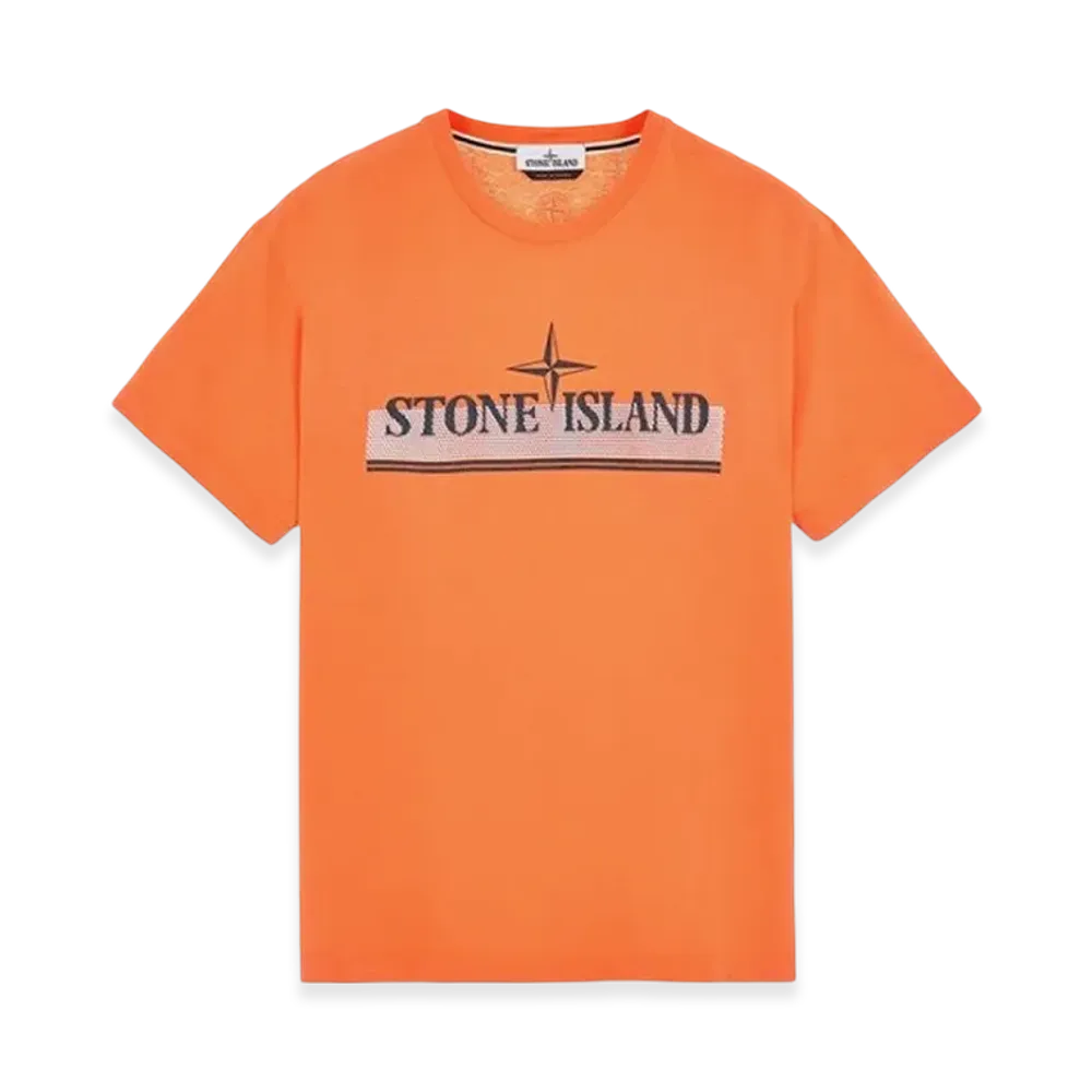 Stone Island 2NS92 30/1 Cotton Jersey Tricromia One Print Garment Dyed T-Shirt - 22SS "Orange"