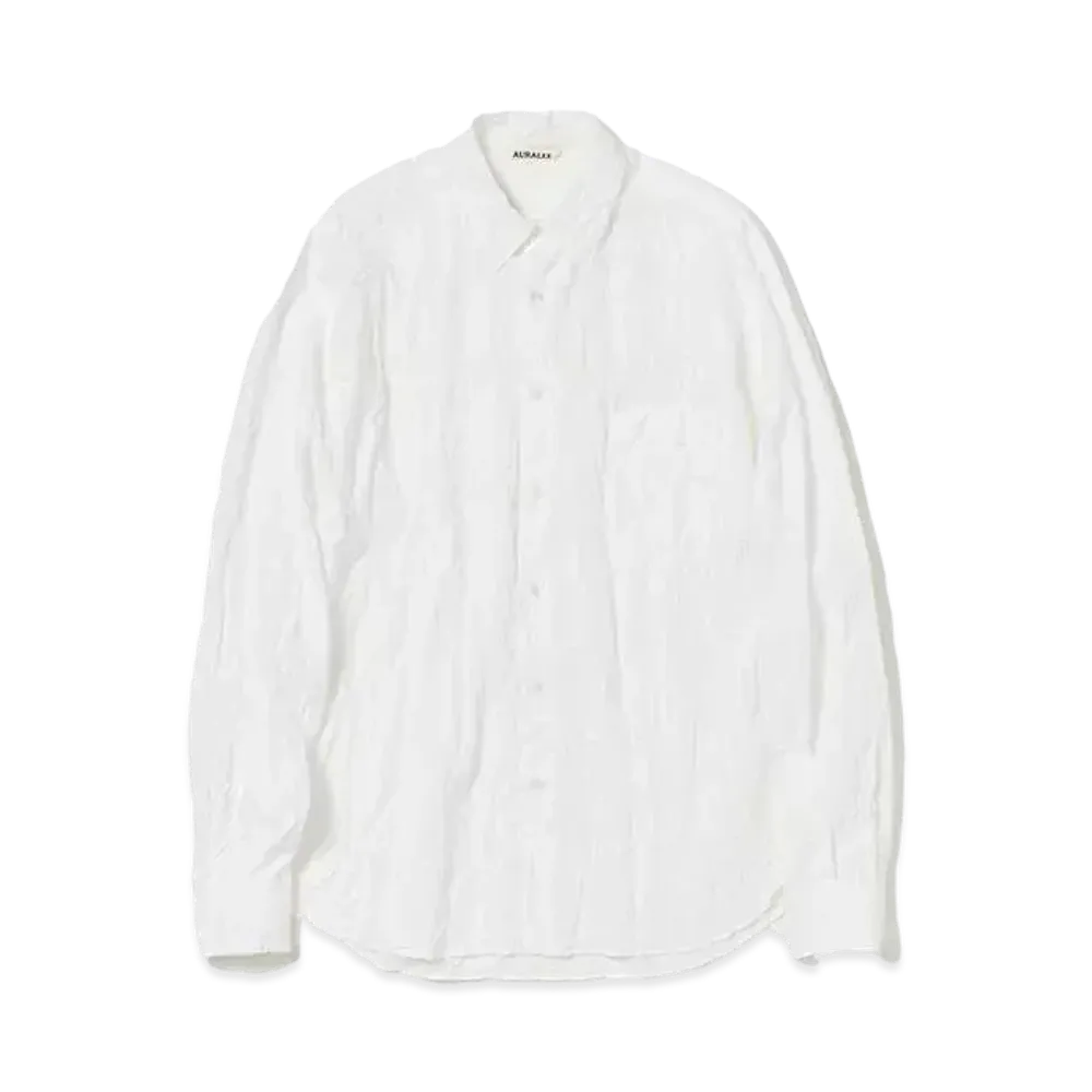 AURALEE Wrinkled Washed Finx Twill Shirt "White"