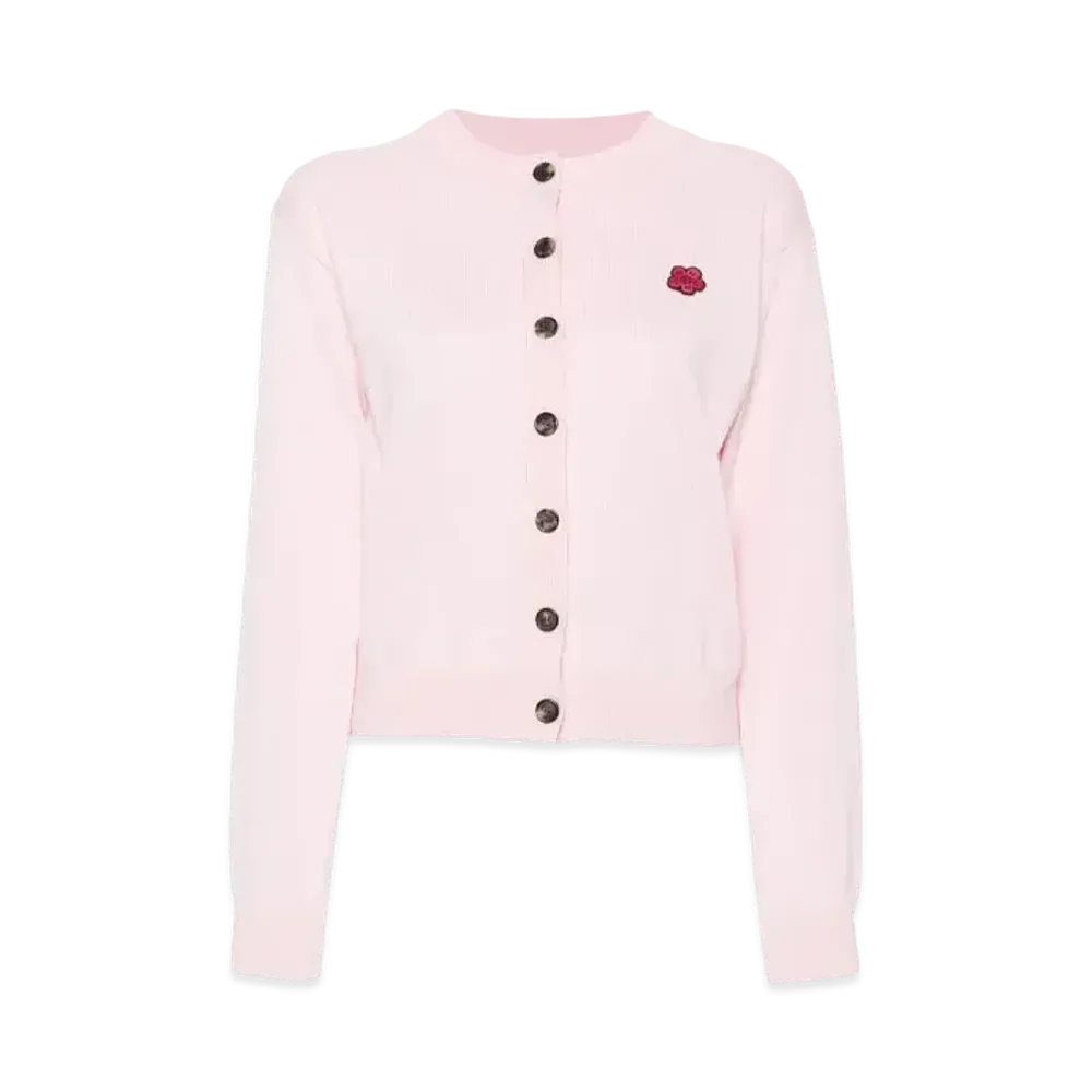 KENZO 'BOKE FLOWER' Embroidery Crewneck Cardigan "Faded Pink"