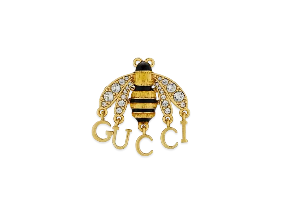 GUCCI Handwritten GUCCI Logo Bee Ring Gold Tone Metal I "Gold"