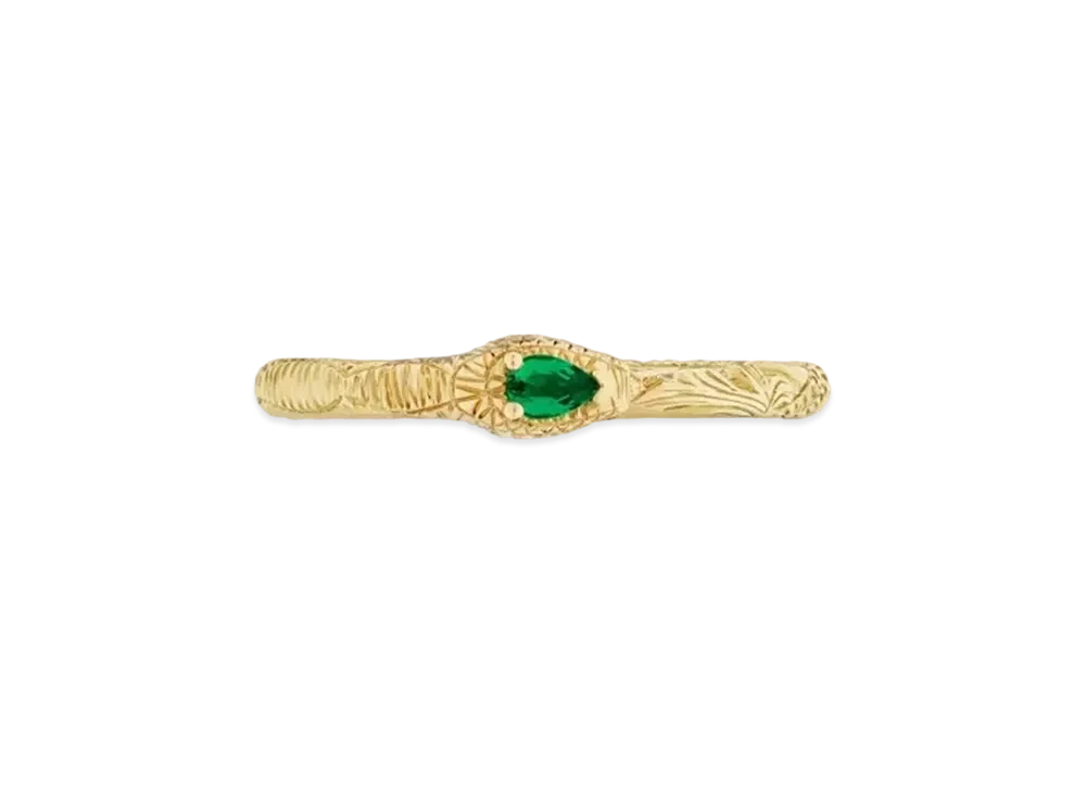 GUCCI Ouroboros 18K Emerald Ring IZ "Gold"