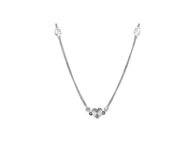 GUCCI Interlocking Double G 18K White Gold Heart Necklace