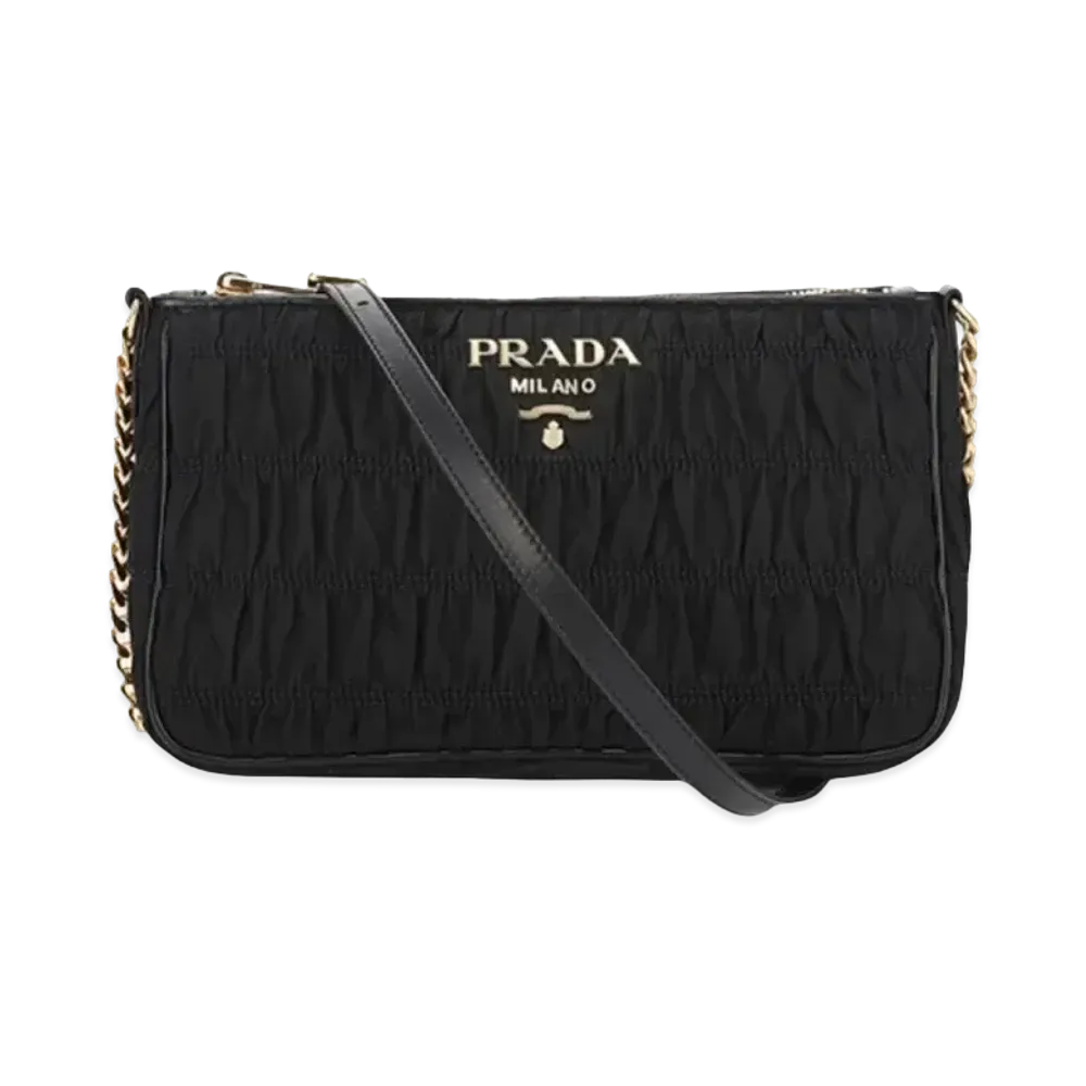 PRADA Nylon Tessuto Gaufre Shoulder Bag "Black"