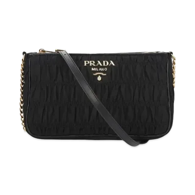 PRADA Nylon Tessuto Gaufre Shoulder Bag "Black"
