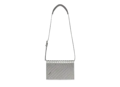 BALENCIAGA Car Metallic Glossy Shoulder Strap Flip Bag "Silver"
